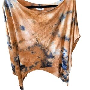 ADORA Women's Tie-Dye Blouse - Orange and Grey off the shoulder. Flashdance vibe